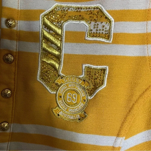 Coogi Australia Yellow White Striped Drop Waist Polo Dress Size Large - Picture 5 of 12